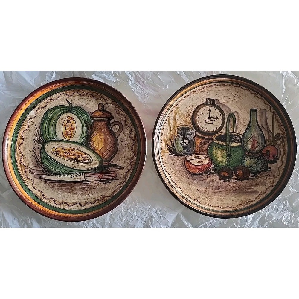 VINTAGE VIETRI ITALIAN WALL ART POTTERY 2‎ DISHES HAND PAINTED